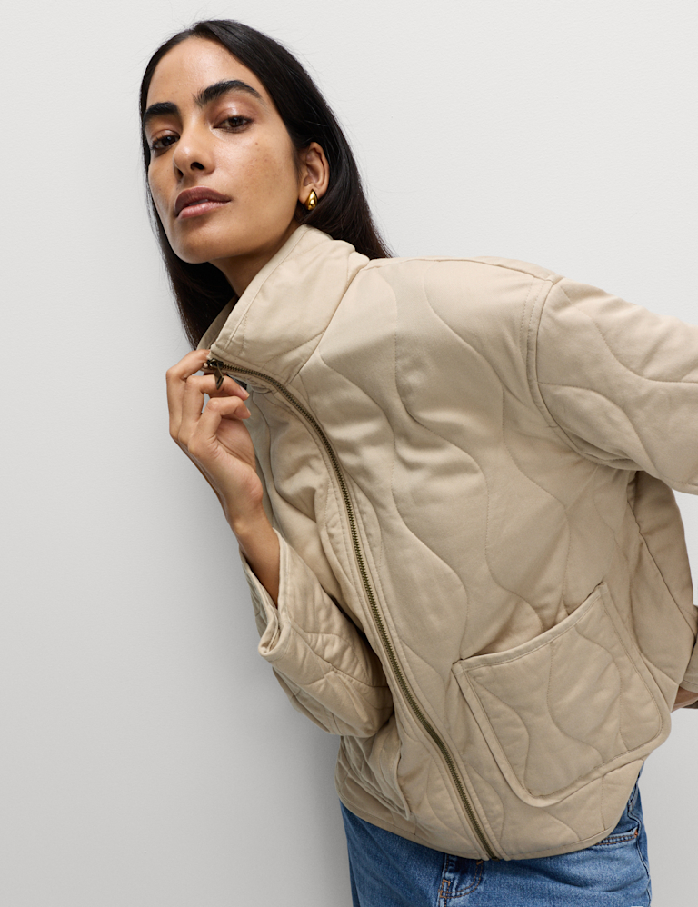 Quilted Funnel Neck Jacket