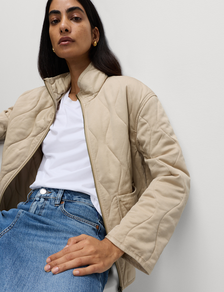 Quilted Funnel Neck Jacket