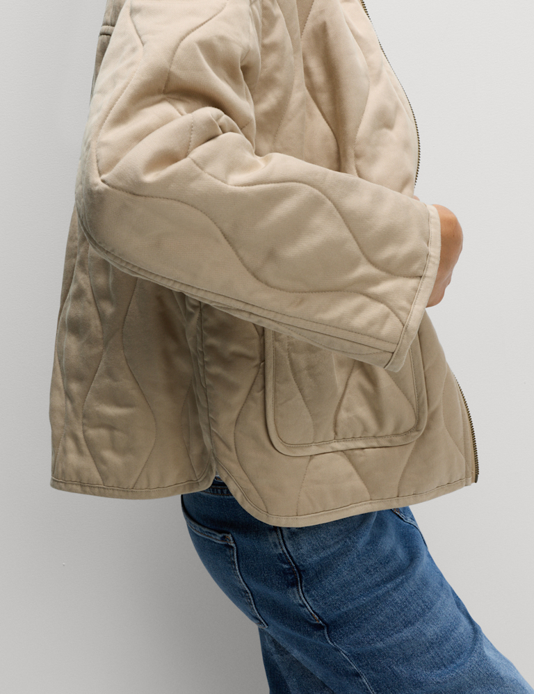 Quilted Funnel Neck Jacket