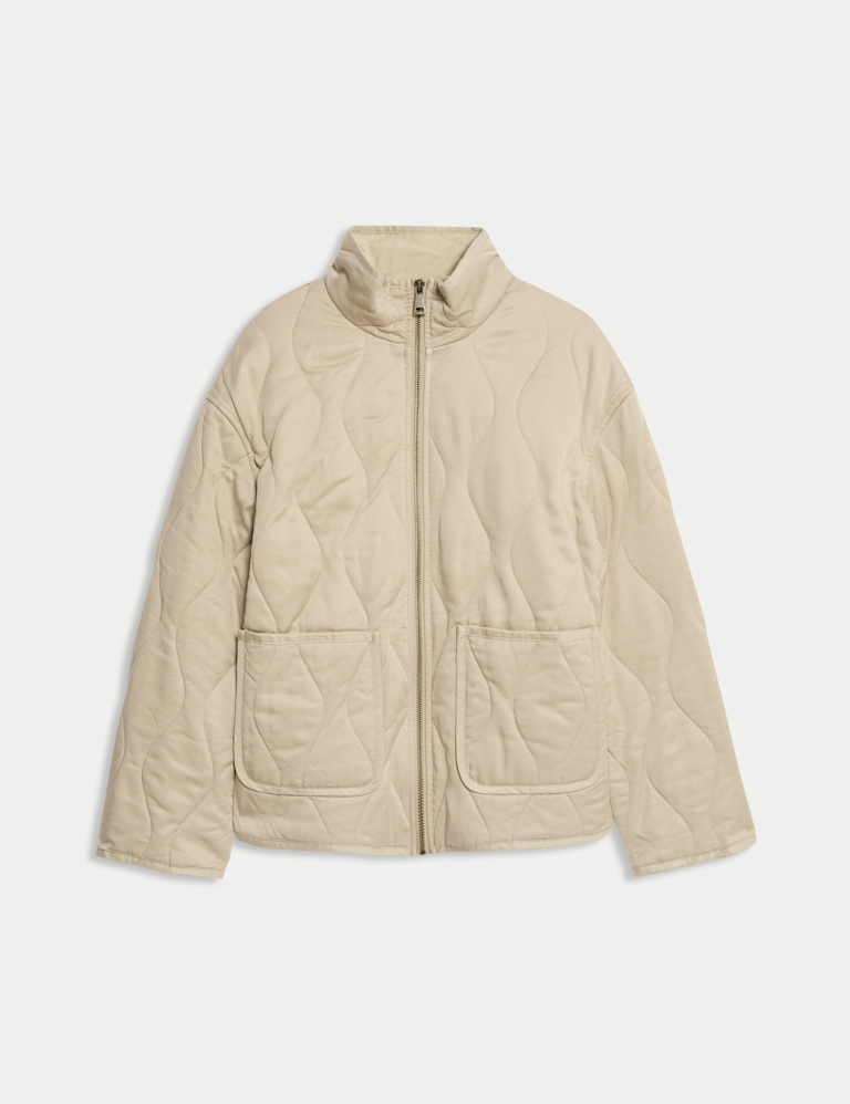 Quilted Funnel Neck Jacket