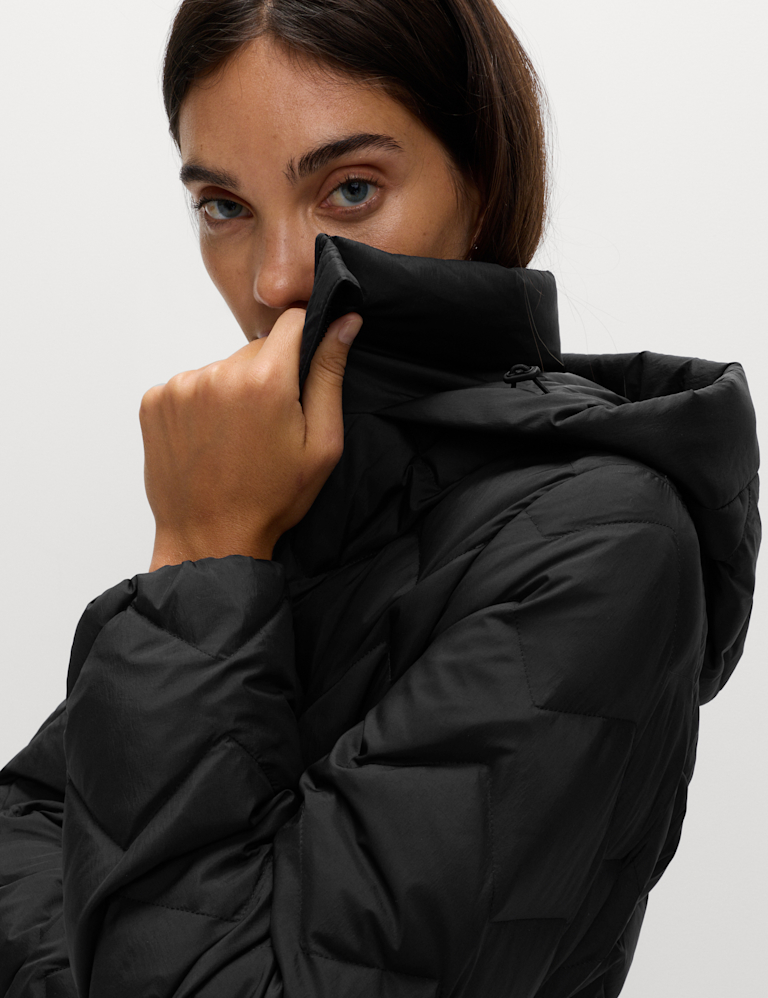 Feather & Down Quilted Zig Zag Coat