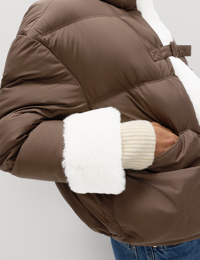 Feather & Down Padded Borg Trim Jacket