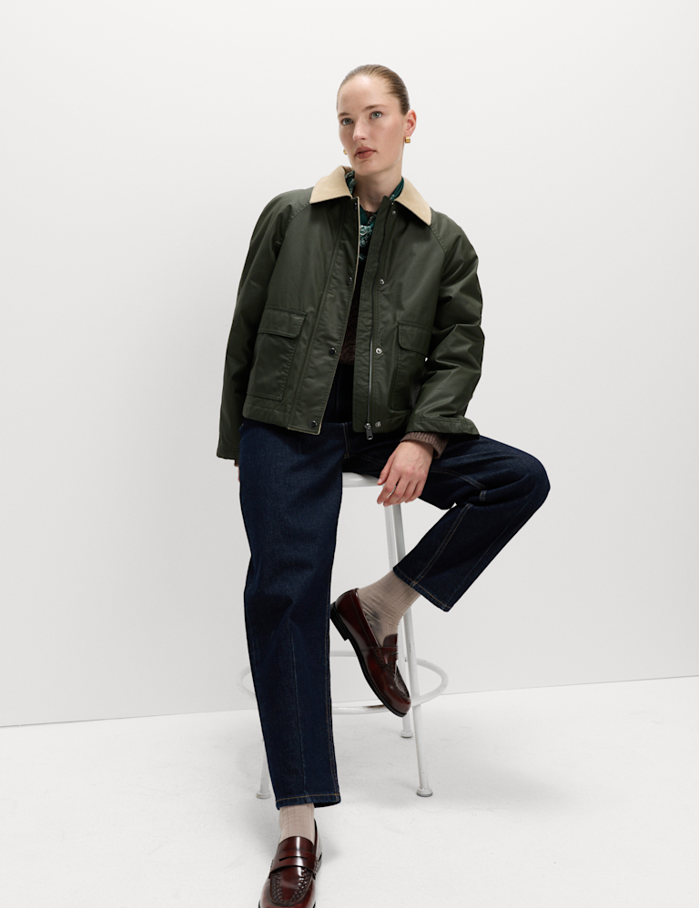 Waxed Look Short Utility Jacket