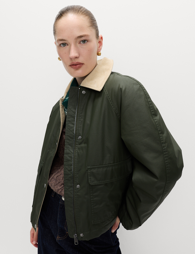 Waxed Look Short Utility Jacket