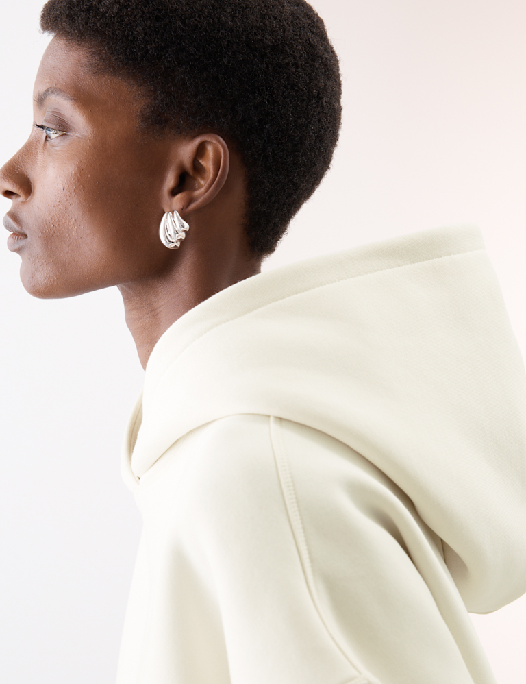 Brushed Cotton Blend Relaxed Hoodie