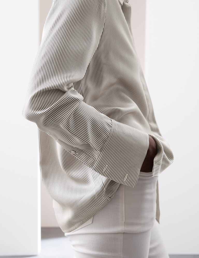 Modal Blend Satin Striped Shirt