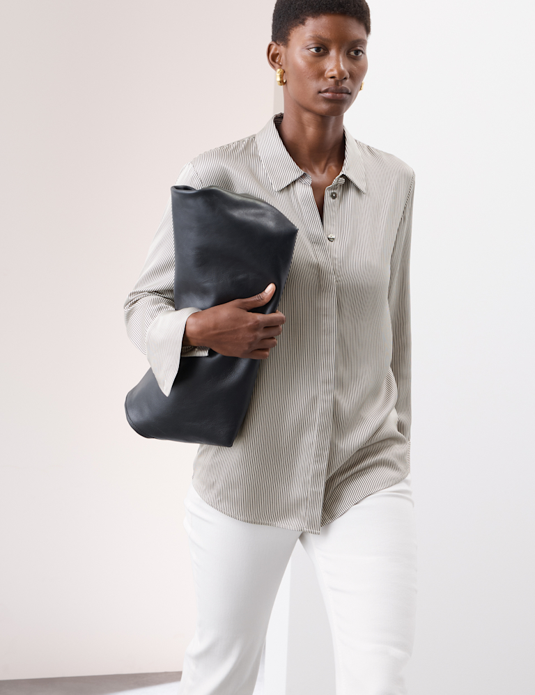 Modal Blend Satin Striped Shirt