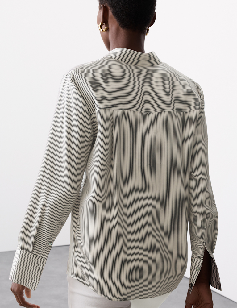 Modal Blend Satin Striped Shirt