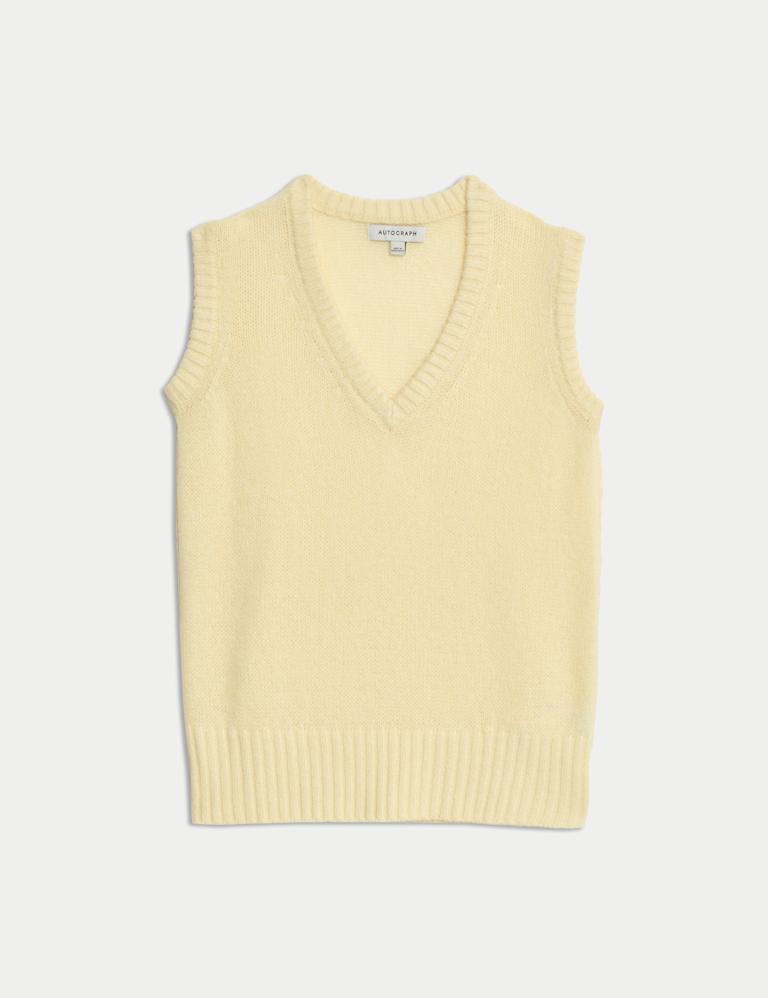 V-Neck Knitted Vest With Cashmere