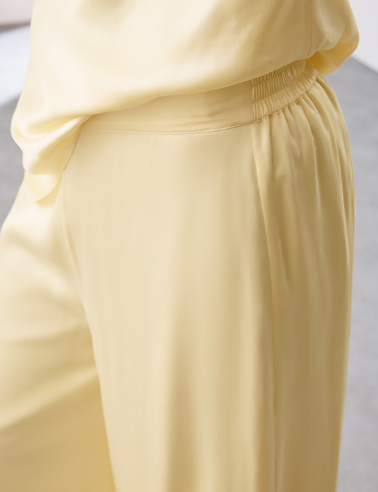 Cupro Rich Wide Leg Trousers