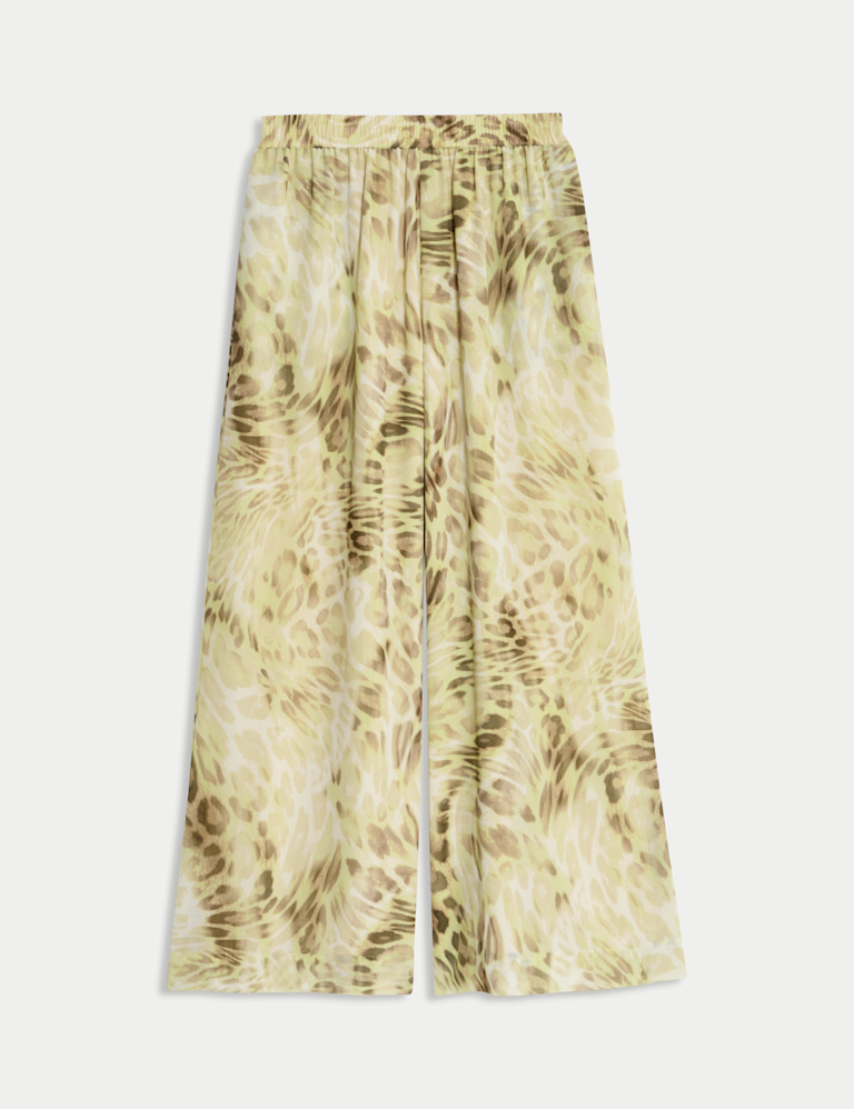 Animal Print Wide Leg Trousers