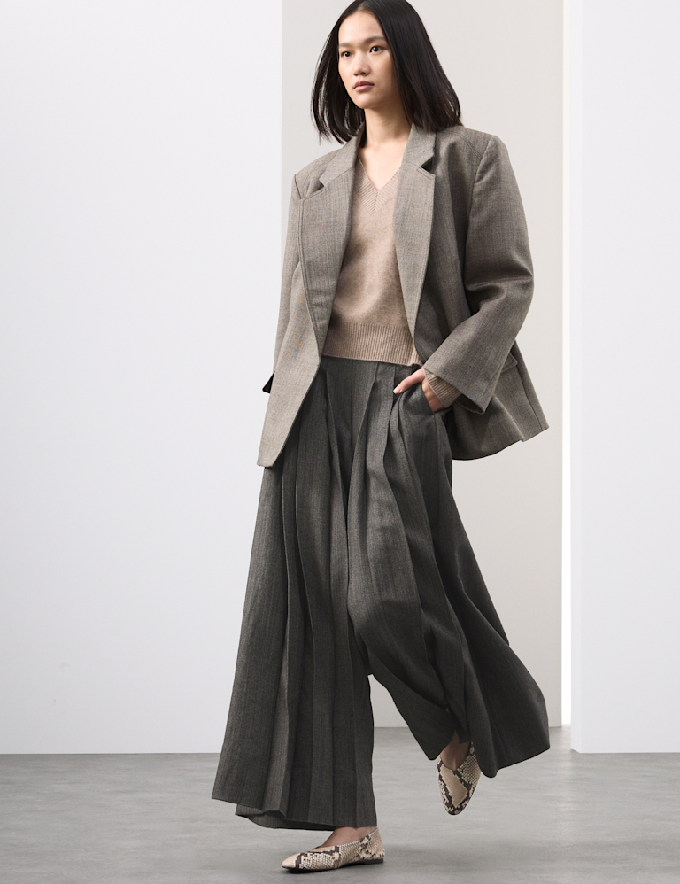 Pure Wool Pleated Wide Leg Trousers Pure Wool Pleated Wide Leg Trousers