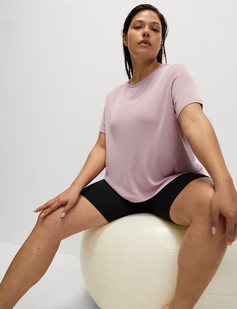 Modal Rich Rib Round Neck Boxy T-Shirt