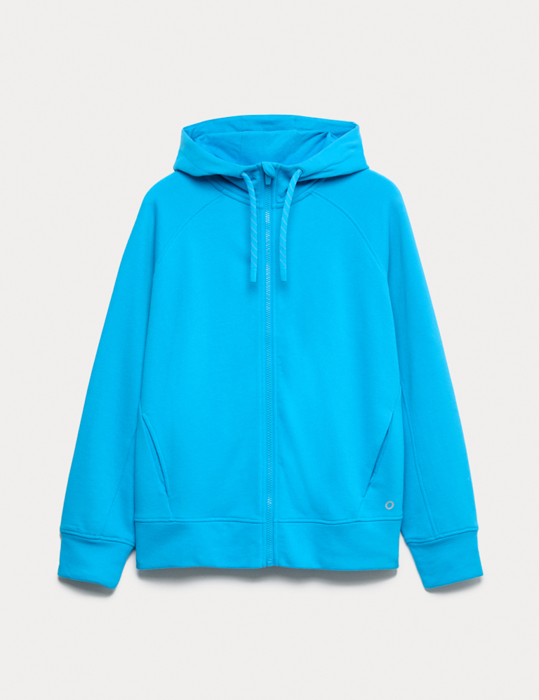 Cotton Rich Zip Up Relaxed Hoodie