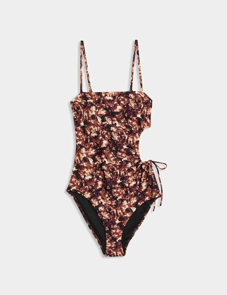 Printed Cut Out Drawstring Swimsuit