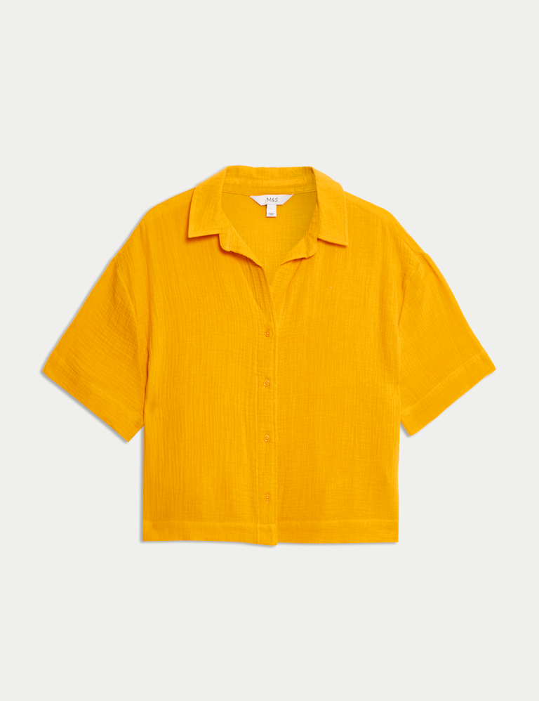 Pure Cotton Textured Collared Beach Shirt