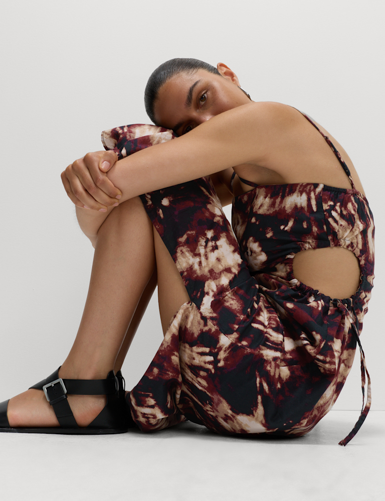 Pure Cotton Printed Cut Out Maxi Beach Dress