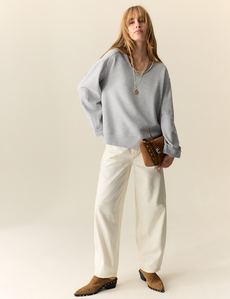 Pure Cotton Scoop Neck Sweatshirt