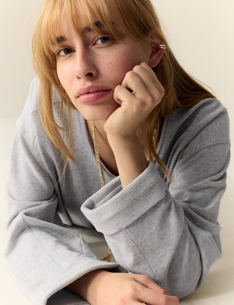 Pure Cotton Scoop Neck Sweatshirt