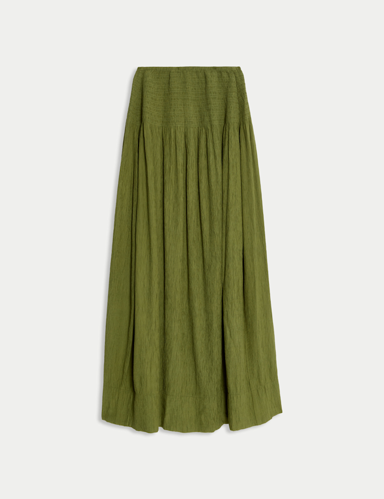 Crinkle Textured Midaxi Circle Skirt