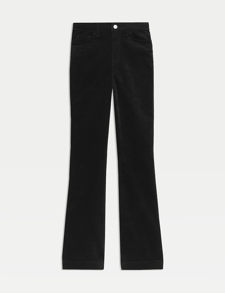 Cotton Rich Crease Front Slim Flare Cord Trousers