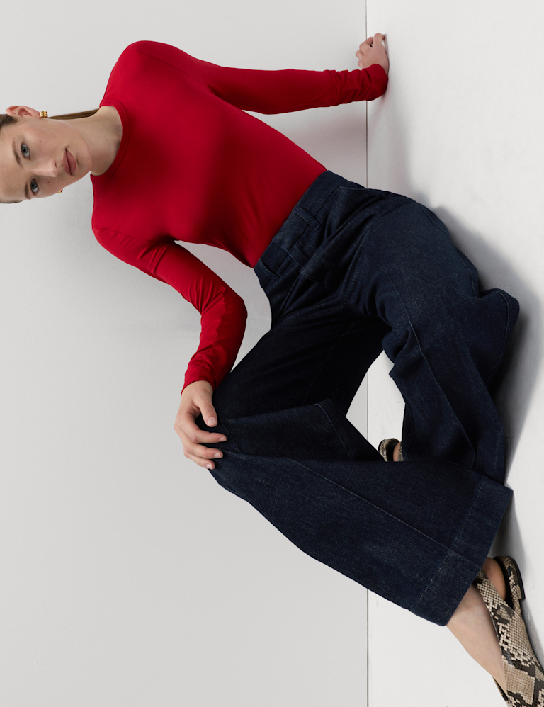 Pure Cotton Wide Leg Denim Jeans