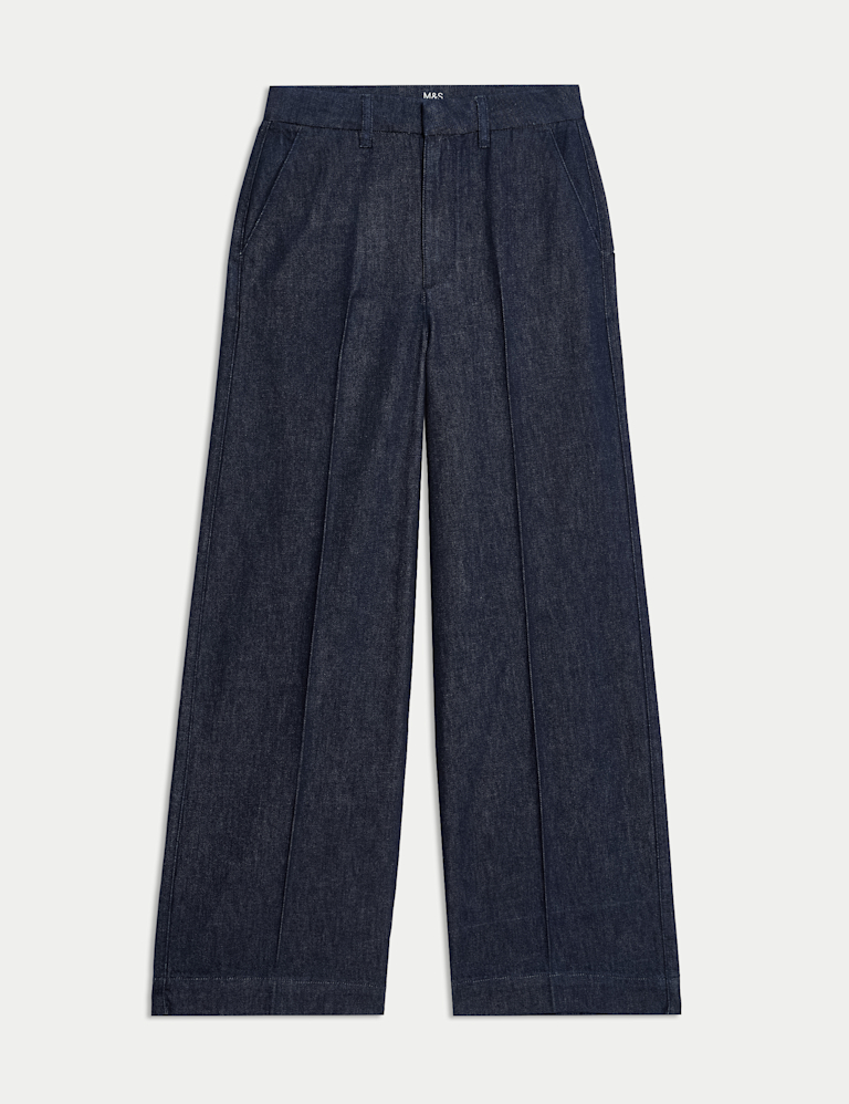 Pure Cotton Wide Leg Denim Jeans