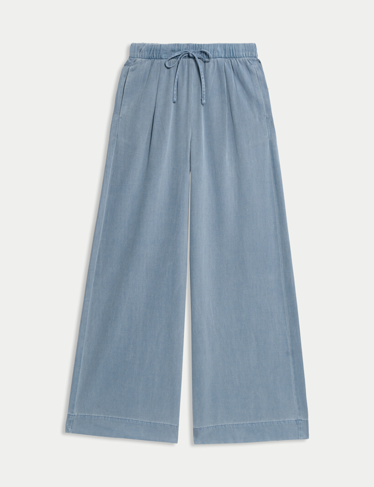 Lyocell Blend Pull On Wide Leg Trousers