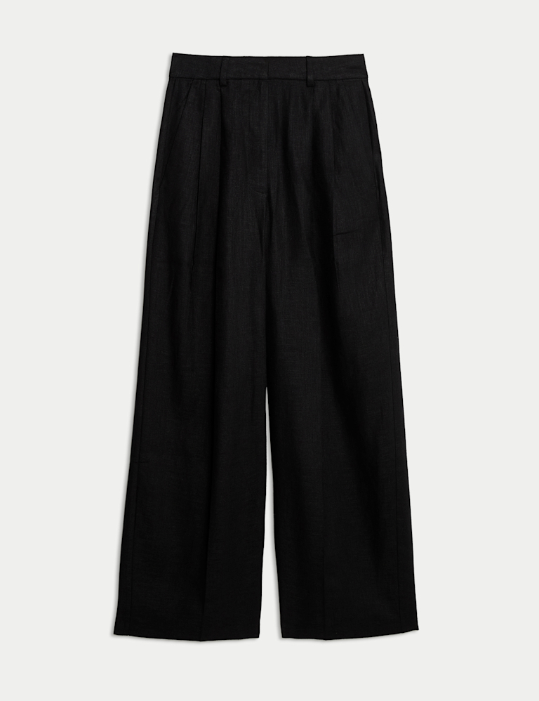 Linen Rich Twill Wide Leg Trousers