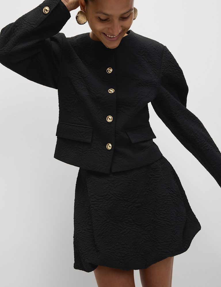 Jacquard Collarless Jacket