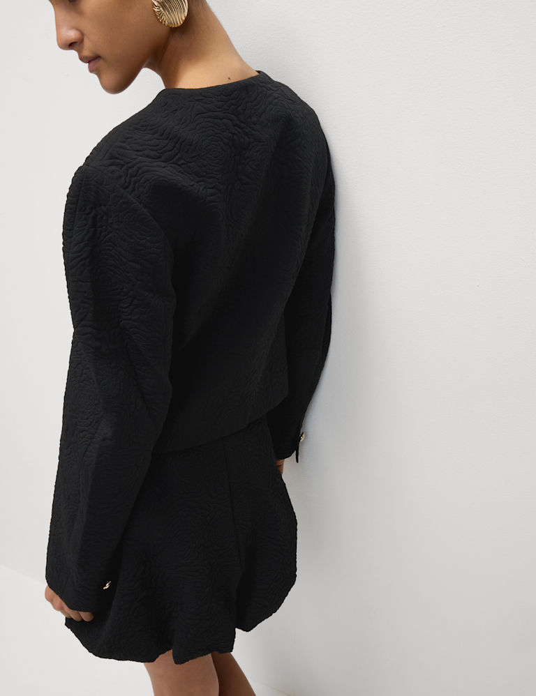 Jacquard Collarless Jacket