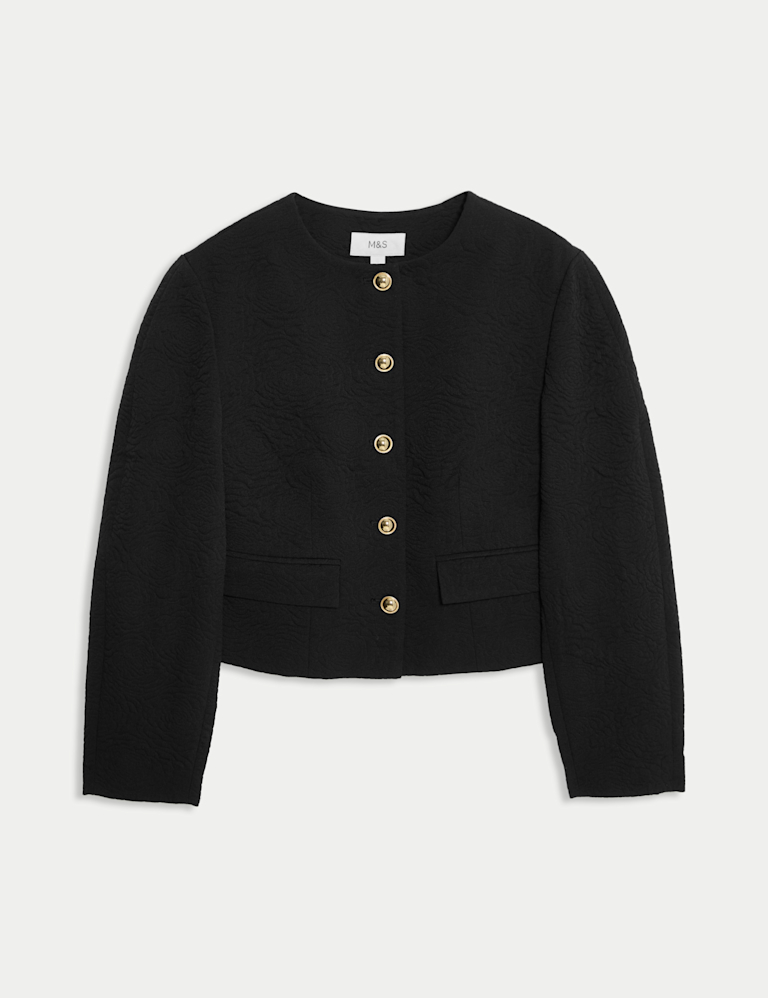 Jacquard Collarless Jacket