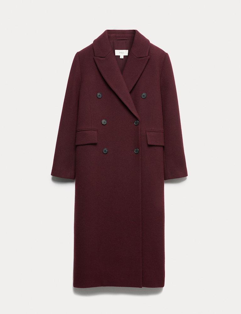 Double Breasted Longline Coat With Wool