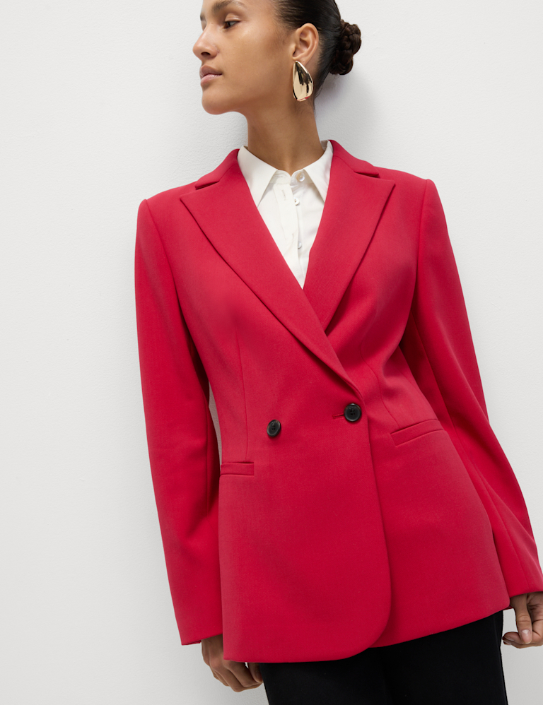 Crepe Tailored Double Breasted Blazer