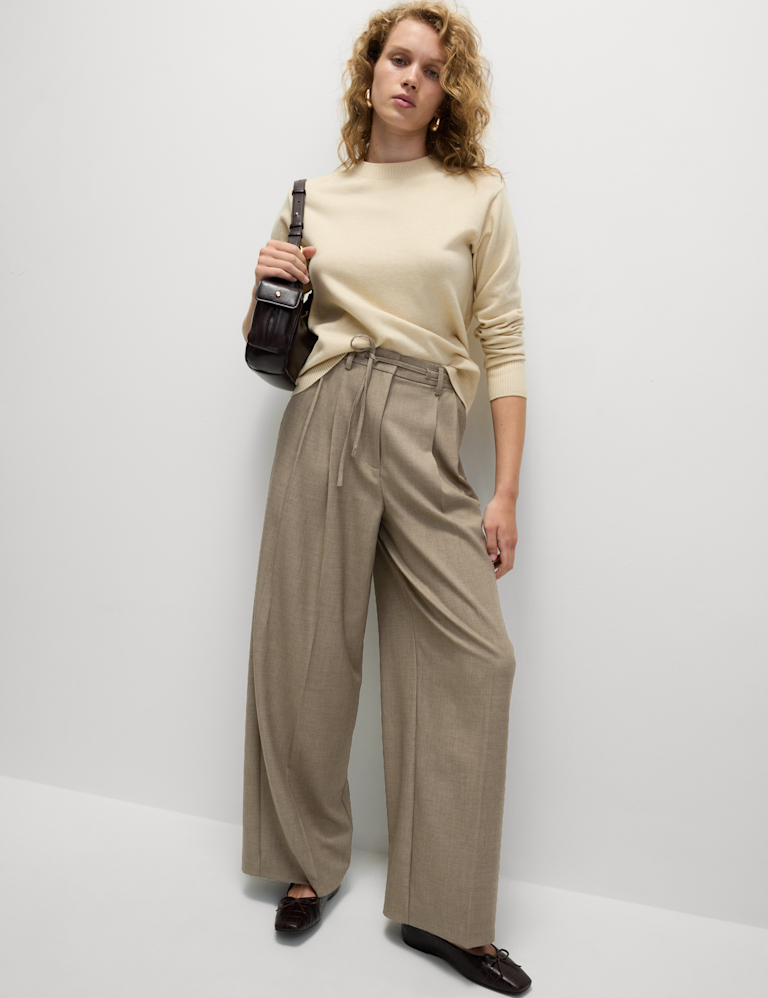 Pleat Front Drawstring Wide Leg Trousers Pleat Front Drawstring Wide Leg Trousers