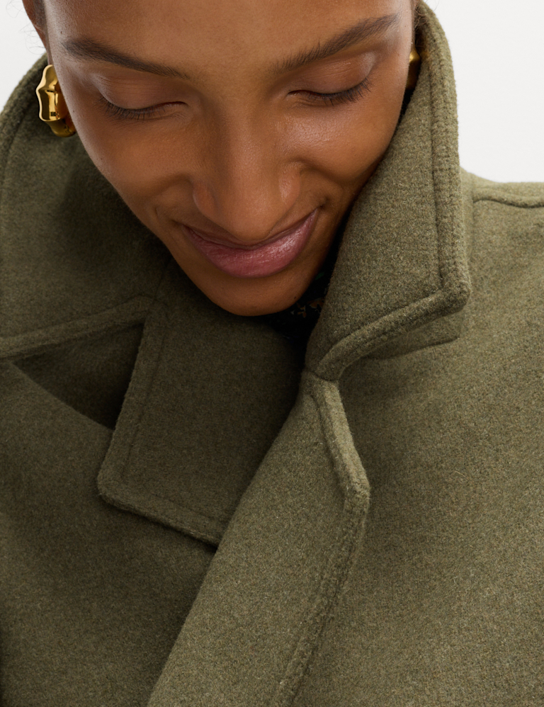 Wool Blend Double Breasted Coat