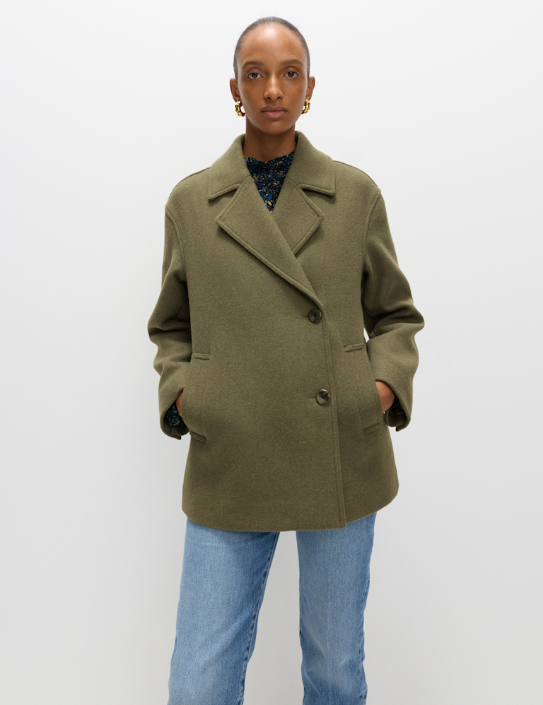 Wool Blend Double Breasted Coat Wool Blend Double Breasted Coat