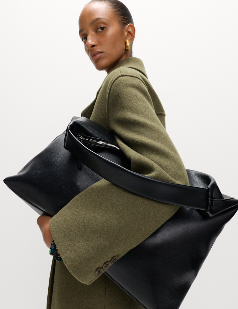 Wool Blend Double Breasted Coat