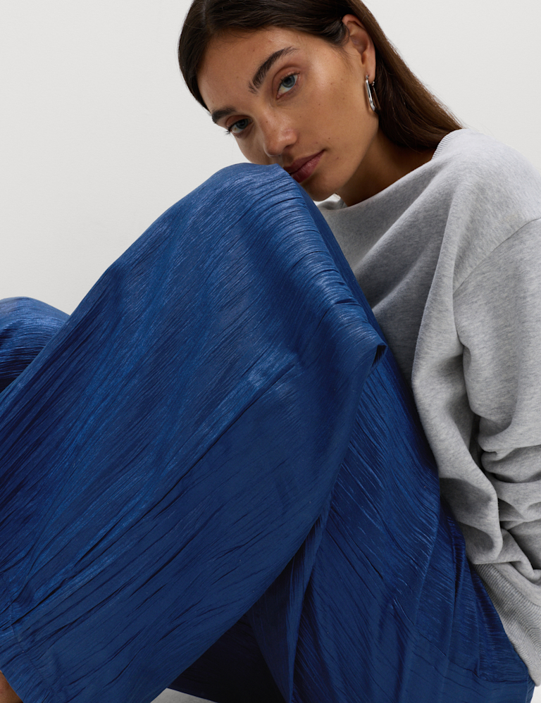 Lyocell Rich Crinkle Wide Leg Trousers