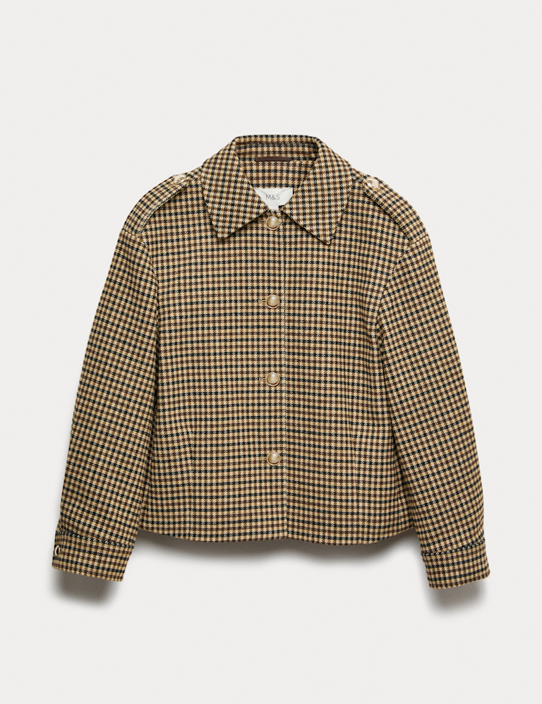 Checked Collared Short Jacket