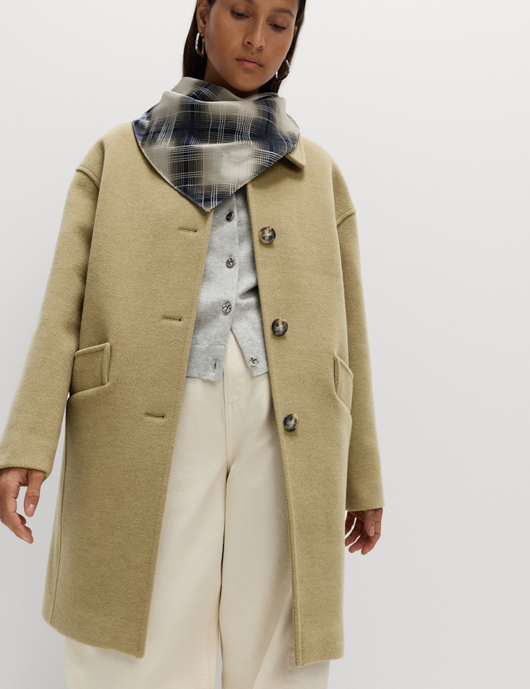 Twill Single Breasted Collared Coat Twill Single Breasted Collared Coat