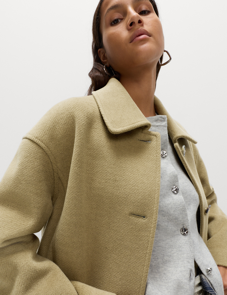 Twill Single Breasted Collared Coat