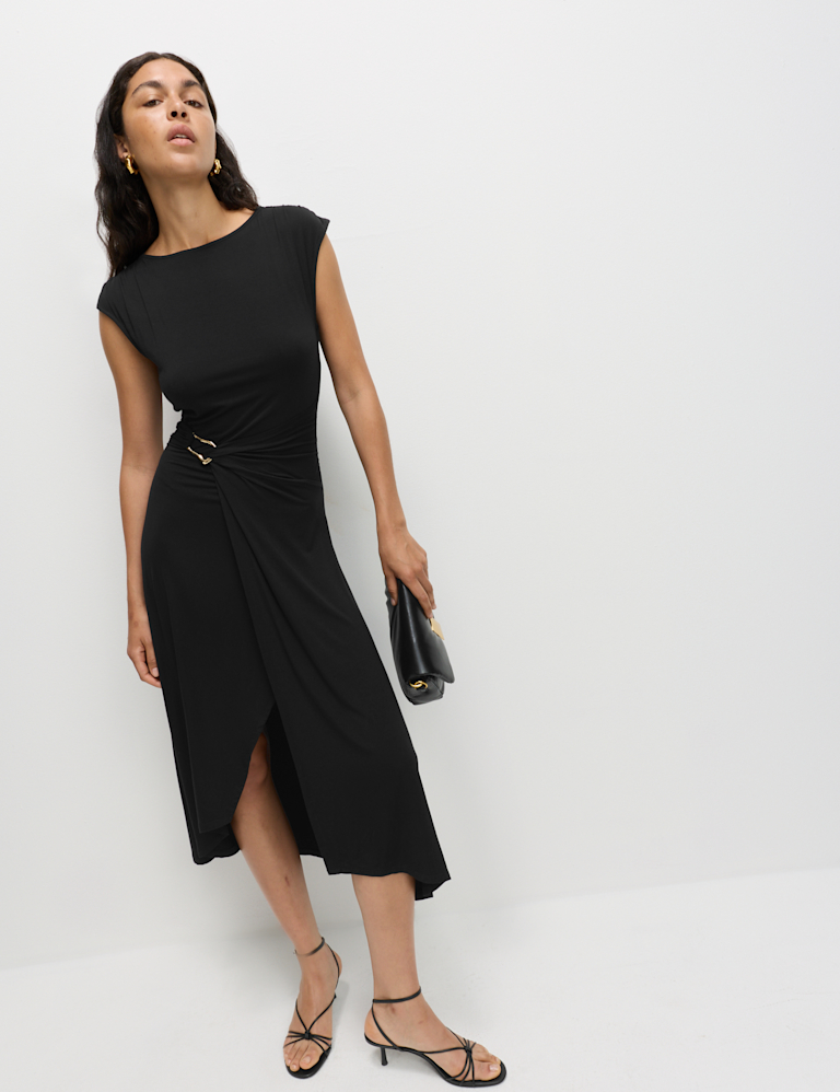 Jersey Twist Front Midaxi Dress