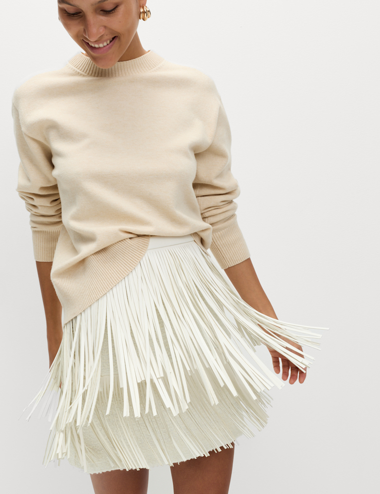 Fringe High Waisted Mini Skirt
