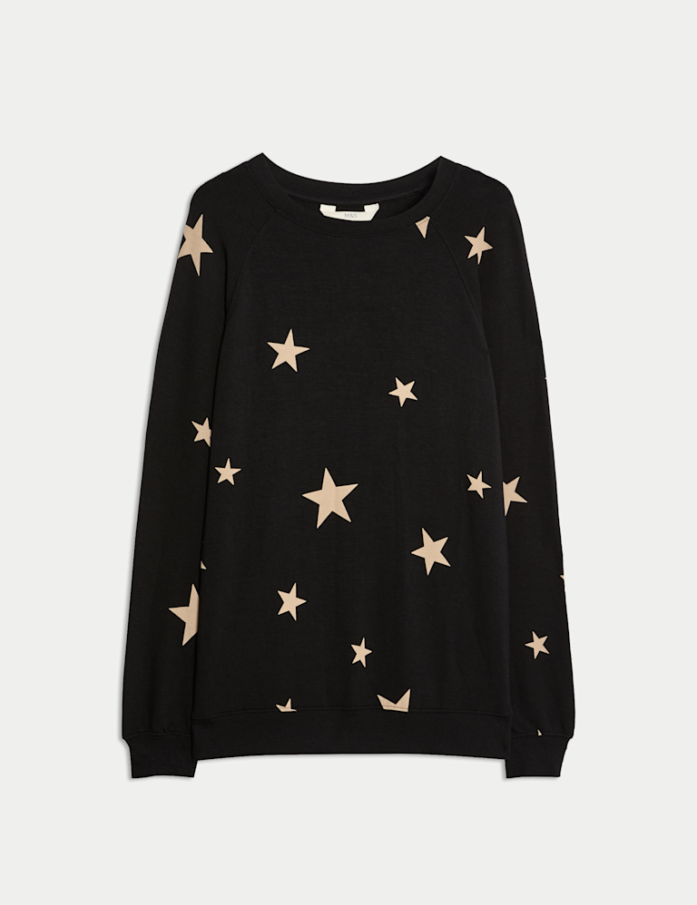 Star Print Crew Neck Long Sleeve Pyjama Top