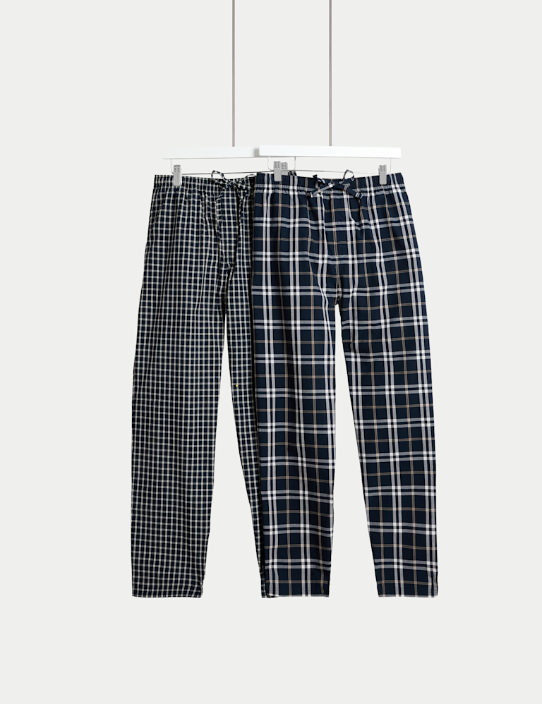 2pk Pure Cotton Checked Pyjama Bottoms
his