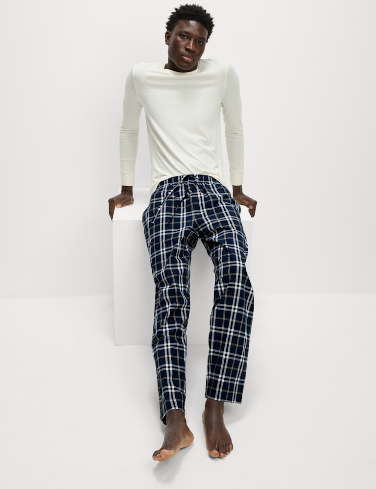 2pk Pure Cotton Checked Pyjama Bottoms
his