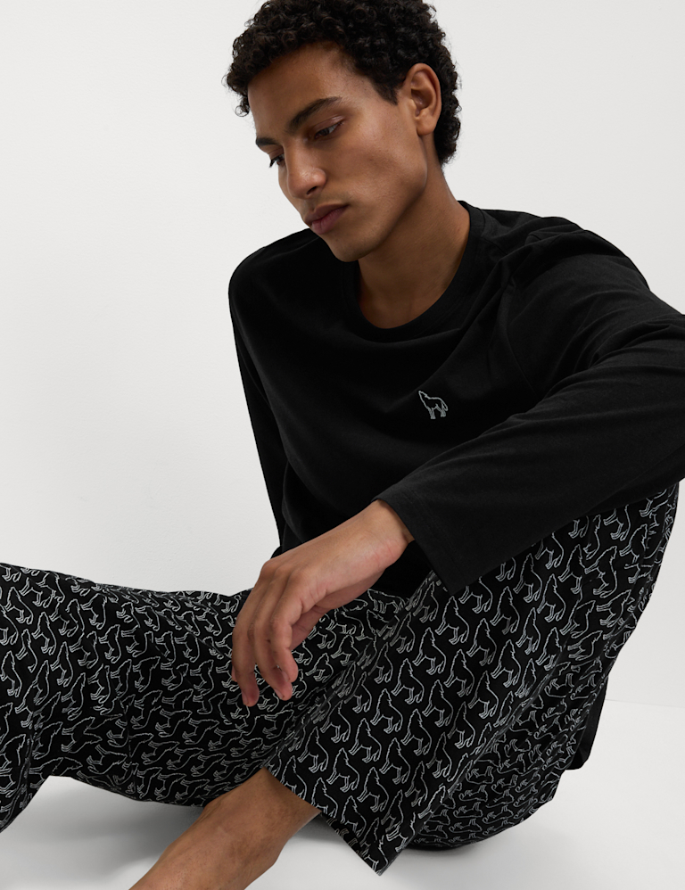 Pure Cotton Wolf Print Pyjama Set