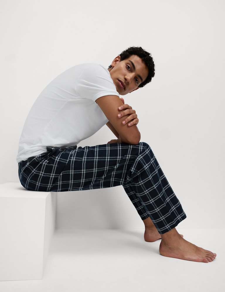 Pure Cotton Checked Pyjama Bottoms