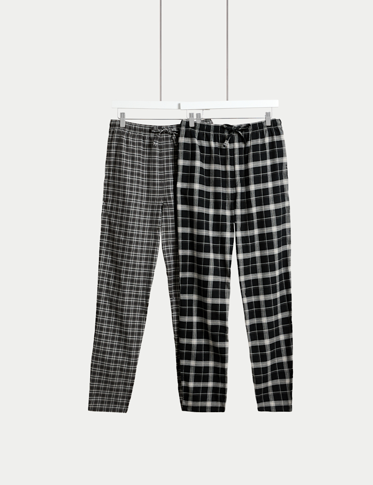 2pk Brushed Cotton Check Long Pant